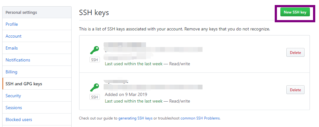 添加ssh key